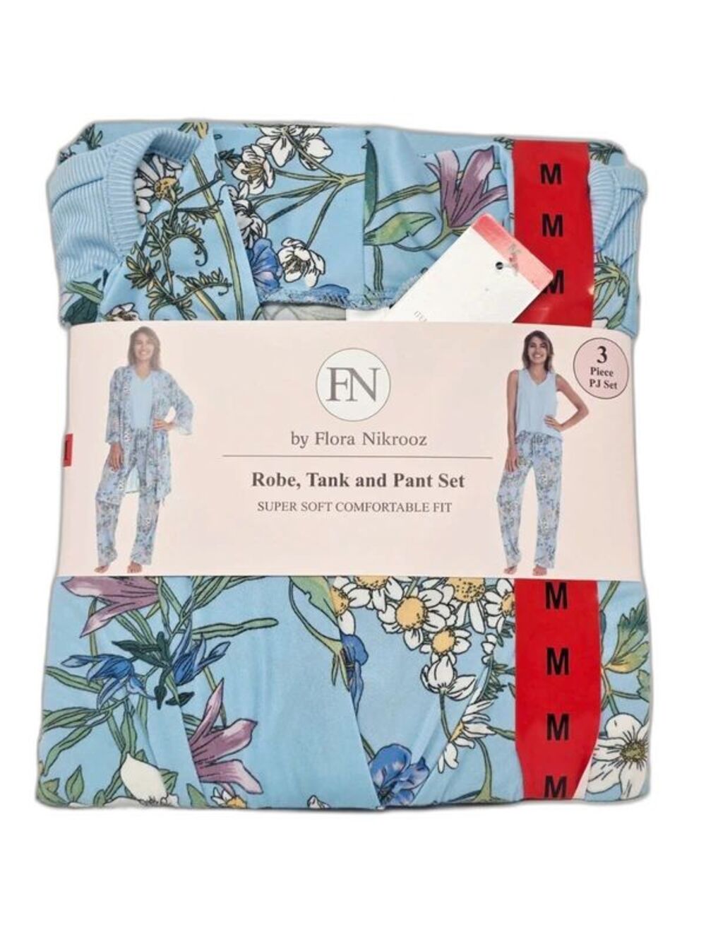 Flora Nikrooz Super Soft 3pc Lounge PJ Set Robe + Wide Leg Pant + Tank Size M